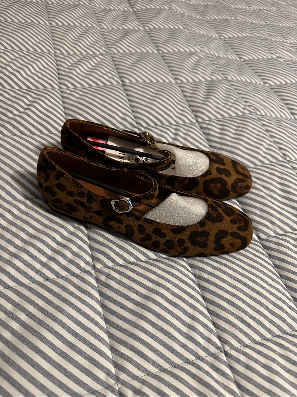 Cider Leopard Print Mary Jane Flats in Brown